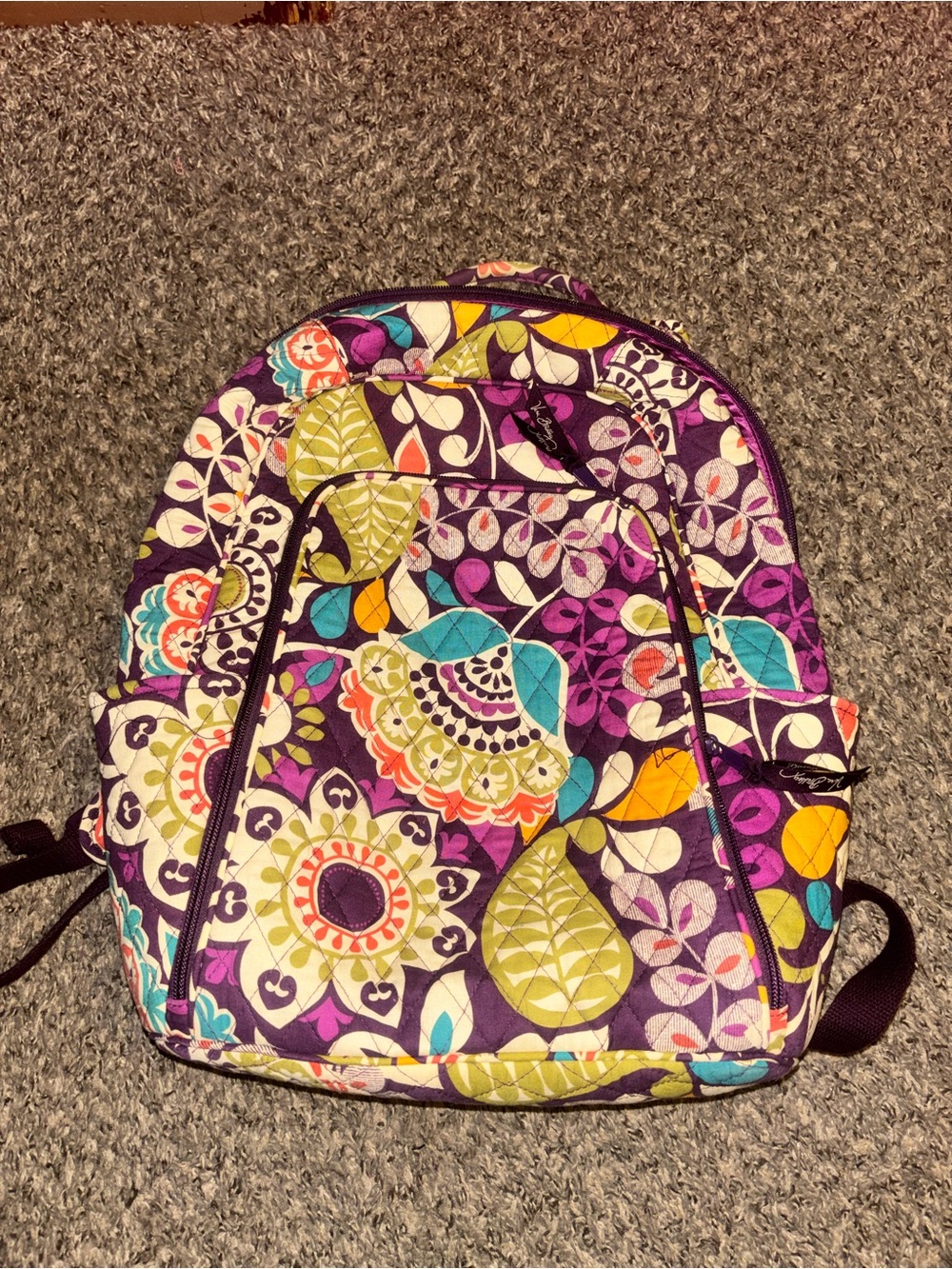 Vera Bradley Purple Floral Multi-Color Quilted Backpack